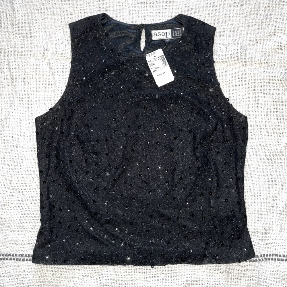 NWT A•S•A•P- SAKS FIFTH AVE Black Sequin Top